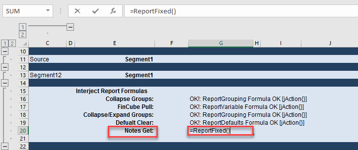 Insert report fixed formula