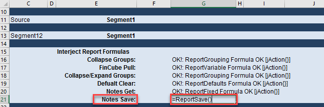 Insert report save formula
